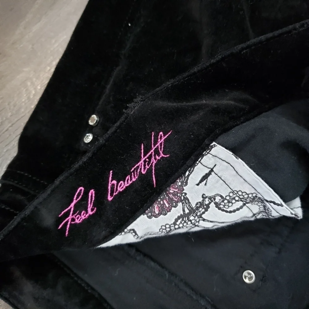 White House Black Market velvet crystal stud skirt - Picture 3 of 6